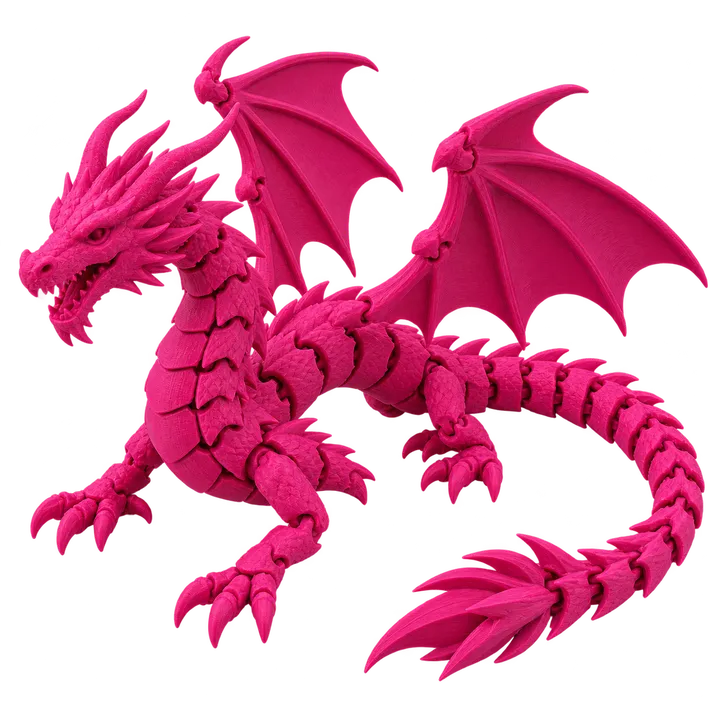 Dragão articulado em impressão 3D (imagem ilustrativa)
